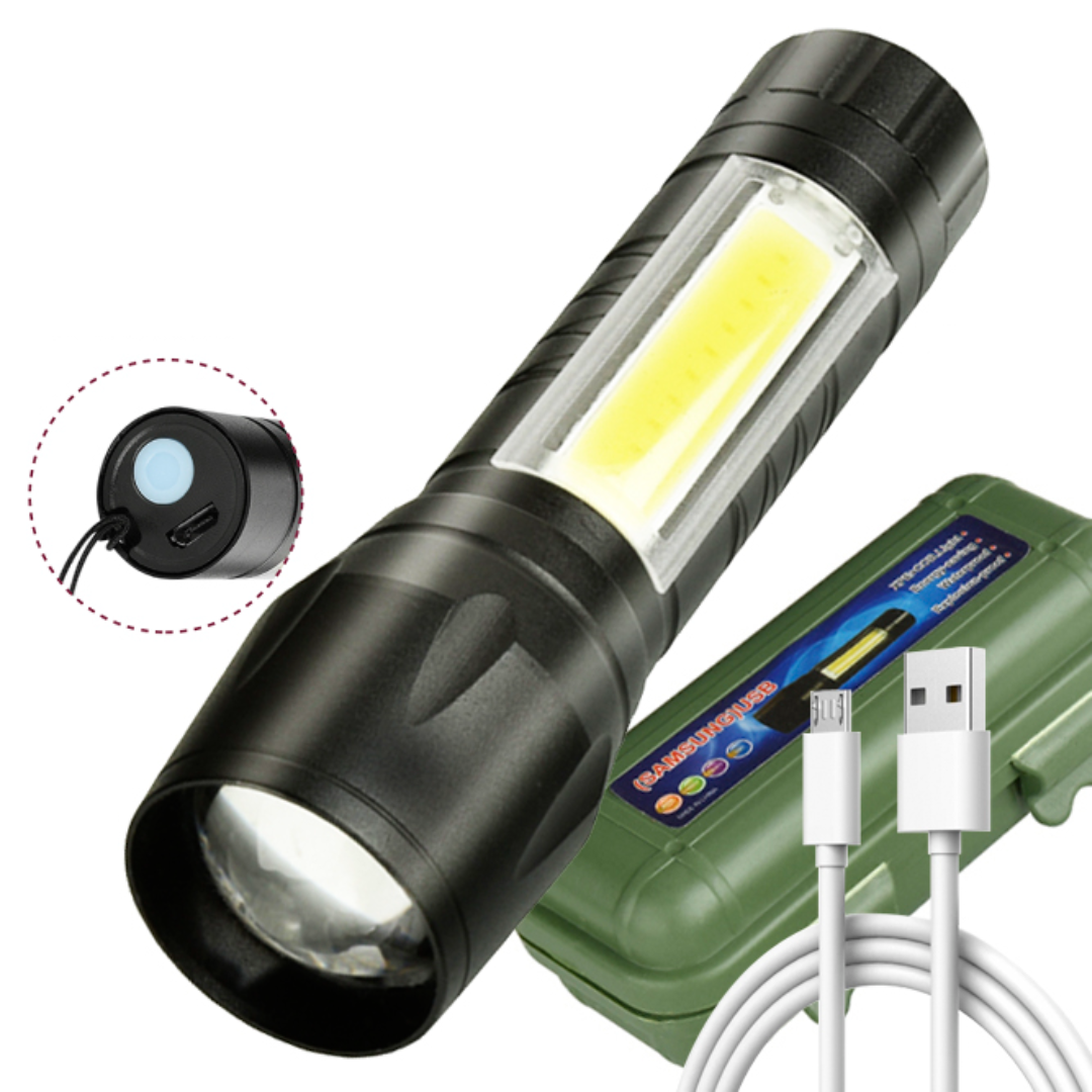 Lanterna tactica cu Zoom, rezistenta la apa, 3 moduri iluminare, incarcare usb